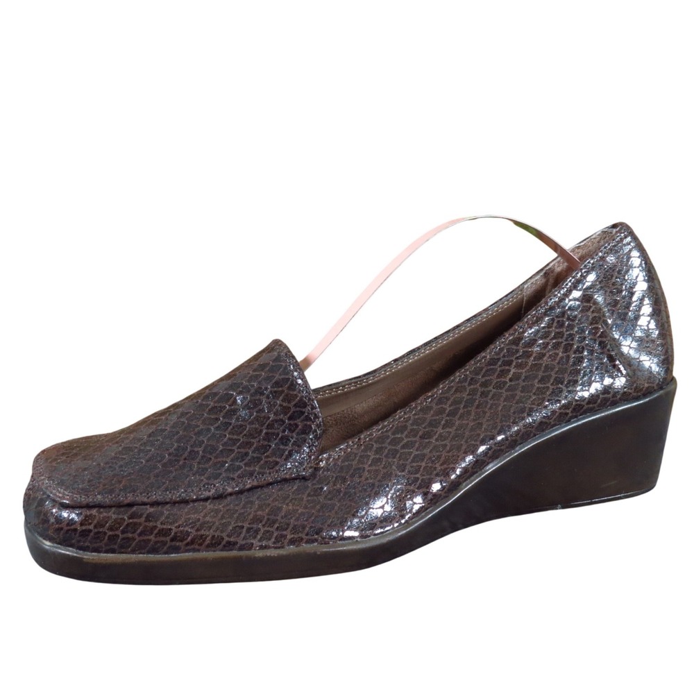 Aerosoles‎ Final Exam Women's Wedge Loafers Size 8 Brown Fabric Comfort Work